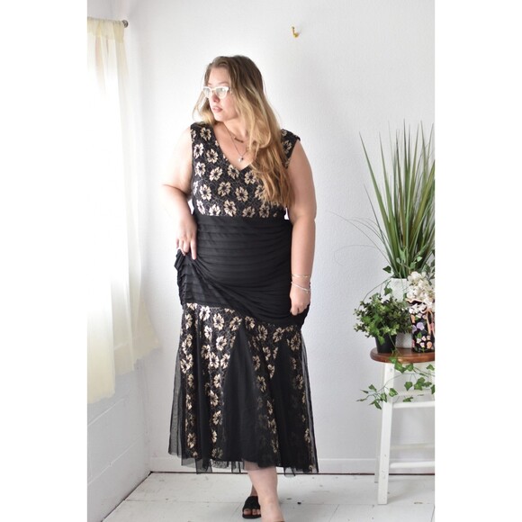 Candalite Woman's BridesMaids Dress Woman's 3X XXXL Black Gold Lace Mermaid Fit - Picture 3 of 6